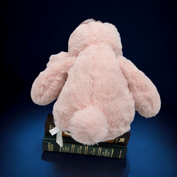 Pier 1 One Imports Easter Bunny Rabbit Soft Pink Plush Floral Ears Stuffed Toy - Picture 11 of 13